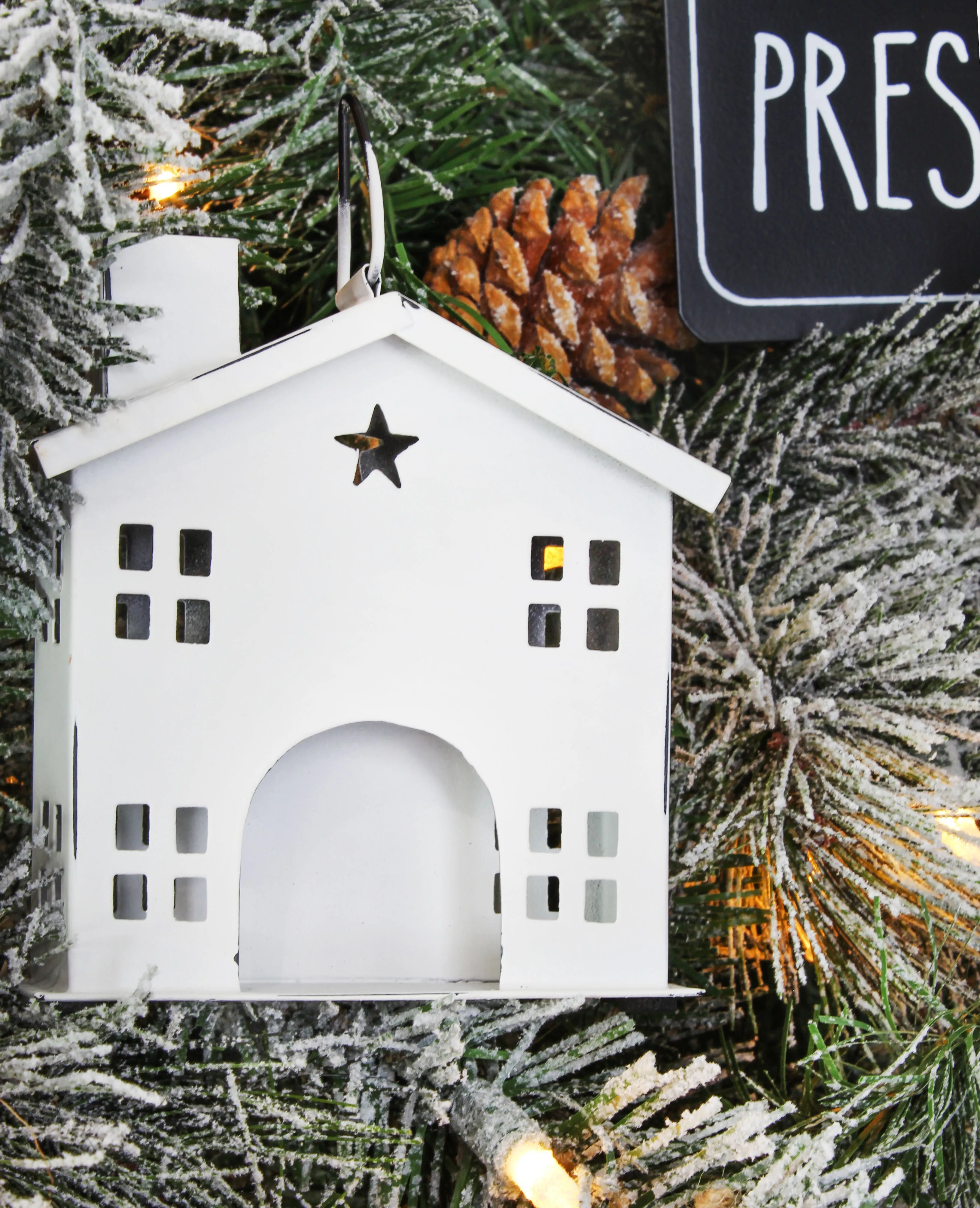 Rustic White Tin Ornaments (Case of 9 Sets)