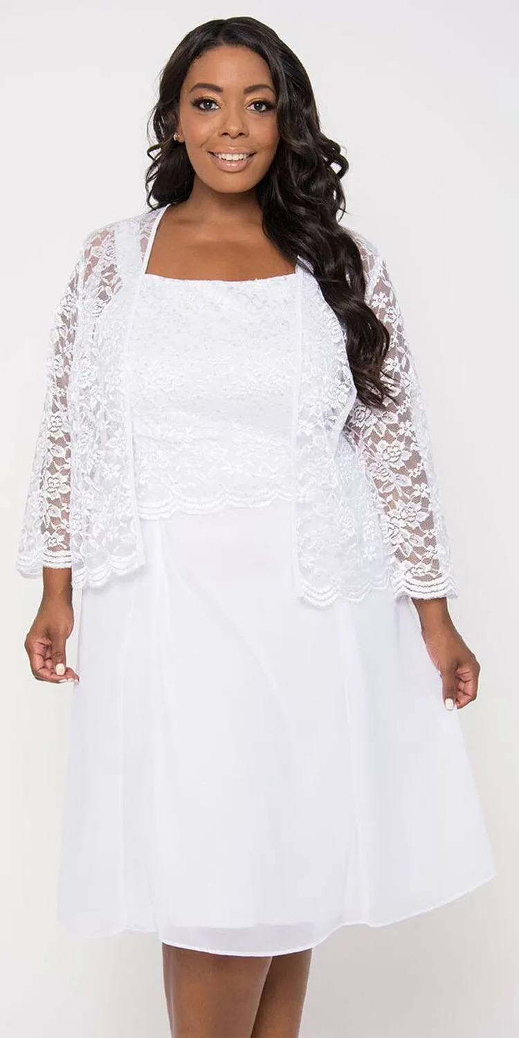 Sally Fashion 8485 Short Mother of Bride Dress Chiffon Knee Length Lace Jacket