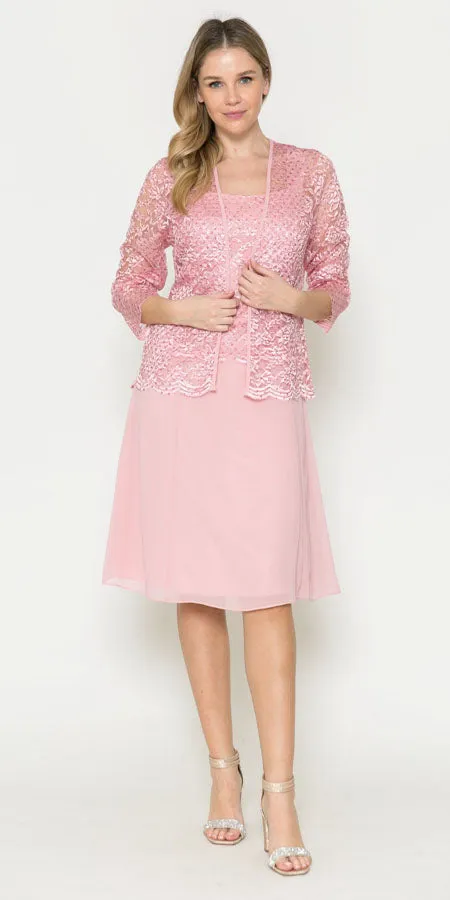 Sally Fashion 8485 Short Mother of Bride Dress Chiffon Knee Length Lace Jacket