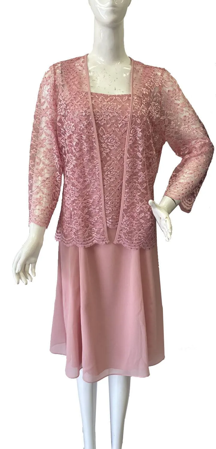 Sally Fashion 8485 Short Mother of Bride Dress Chiffon Knee Length Lace Jacket