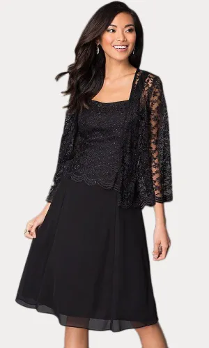 Sally Fashion 8485 Short Mother of Bride Dress Chiffon Knee Length Lace Jacket
