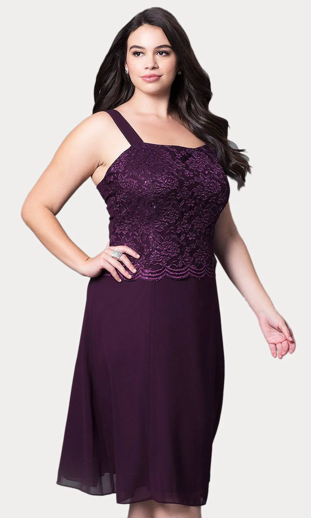 Sally Fashion 8485 Short Mother of Bride Dress Chiffon Knee Length Lace Jacket