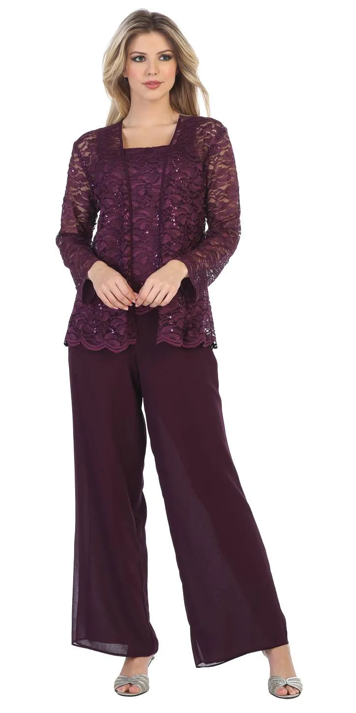 Sally Fashion 8850 Pant Suit Set Includes Jacket and Top