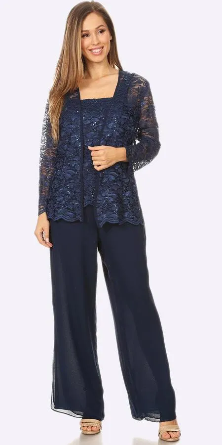 Sally Fashion 8850 Pant Suit Set Includes Jacket and Top