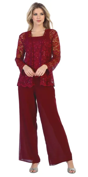 Sally Fashion 8850 Pant Suit Set Includes Jacket and Top