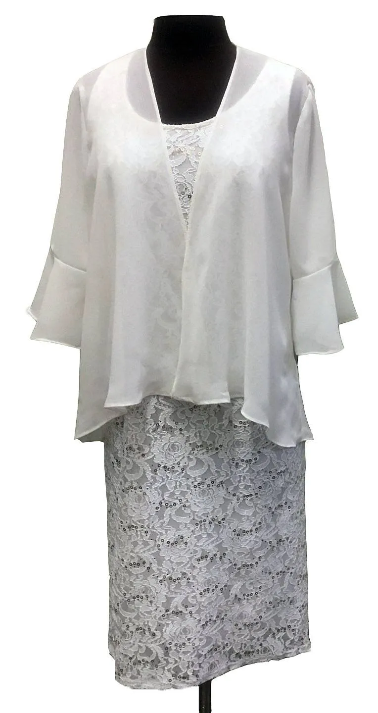 Sally Fashion 8856 Knee Length Semi Formal Dress Includes Chiffon Bolero Jacket