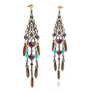 'Salome' Chandelier Earrings: Turquoise & Purple