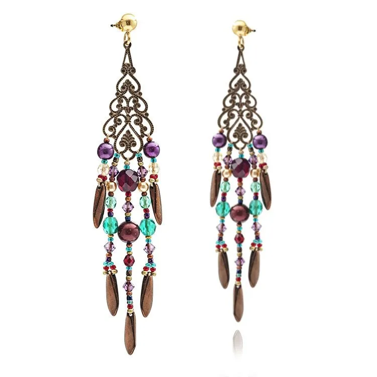 'Salome' Chandelier Earrings: Turquoise & Purple