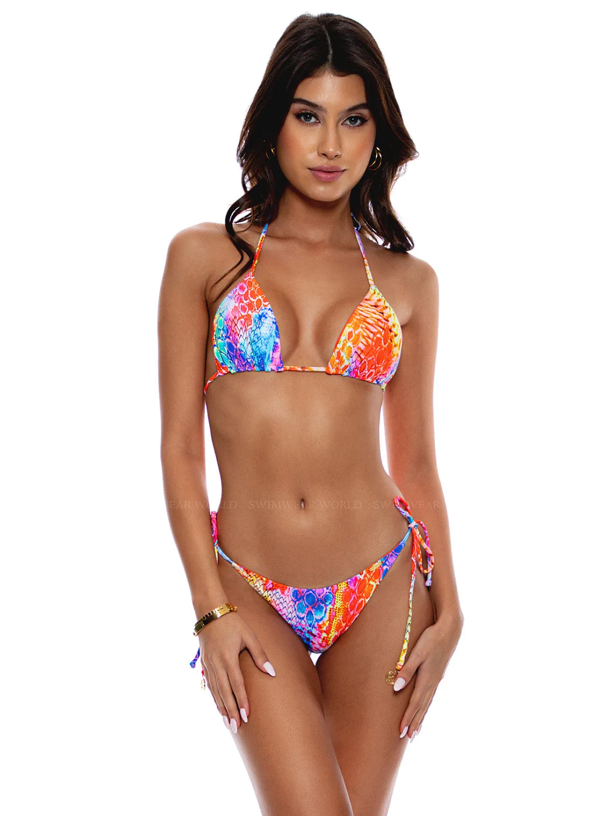 Seamless Triangle-Seamless Ruched Back Tie Side Bikini