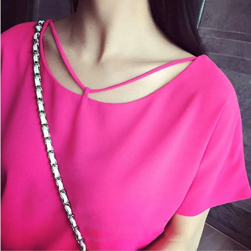 Short Sleeve Chiffon T-Shirt (4 Colors)