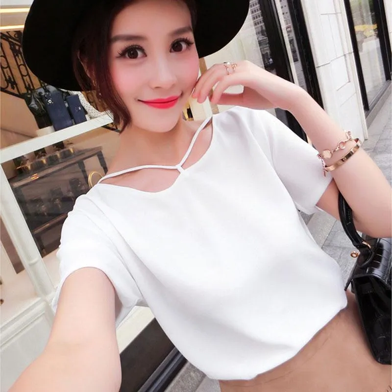 Short Sleeve Chiffon T-Shirt (4 Colors)