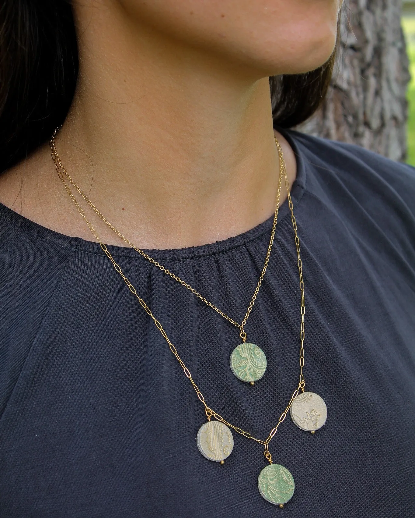 Single Disc Necklace / Golden Elemental