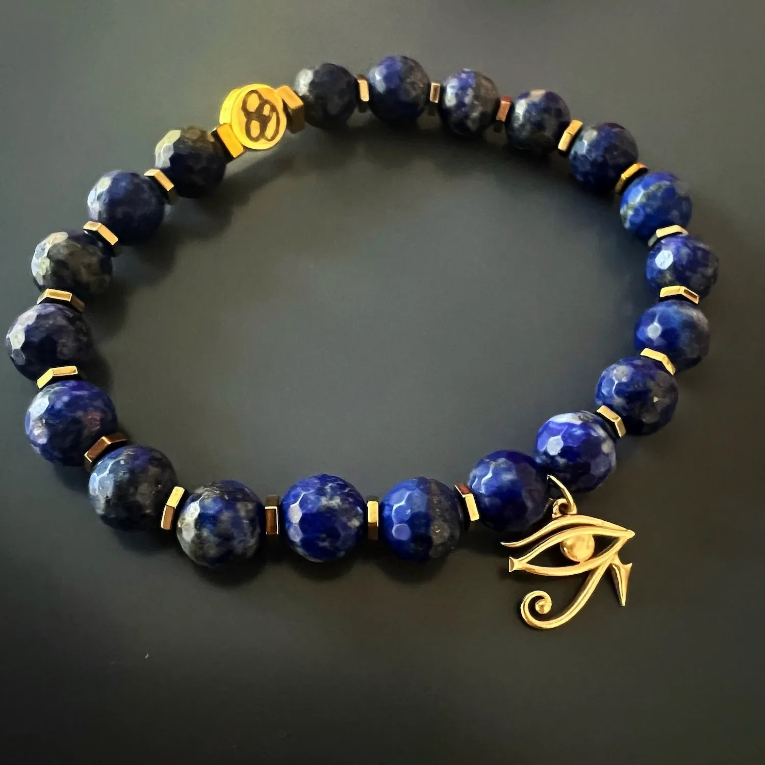 Solid Gold Eye Of Ra Spiritual Beaded Bracelet