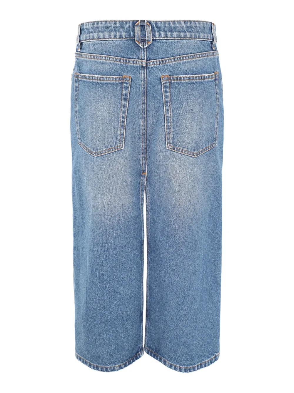 Stella McCartney Tweed And Denim Skirt in Vintage Blue Denim