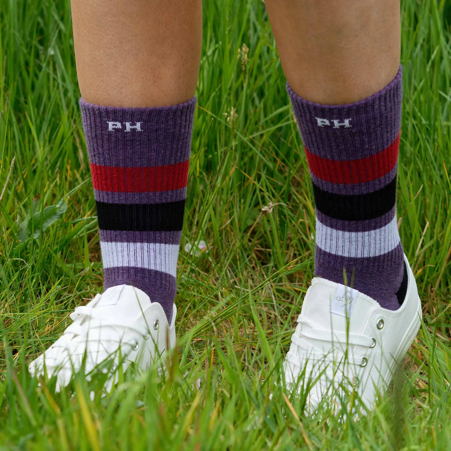 Striped Women's Organic Cotton Trainer Socks | Mauve