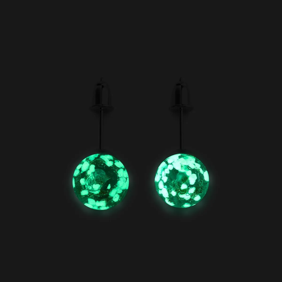 Teal | .925 Sterling Silver | Firefly Glass Stud Earrings