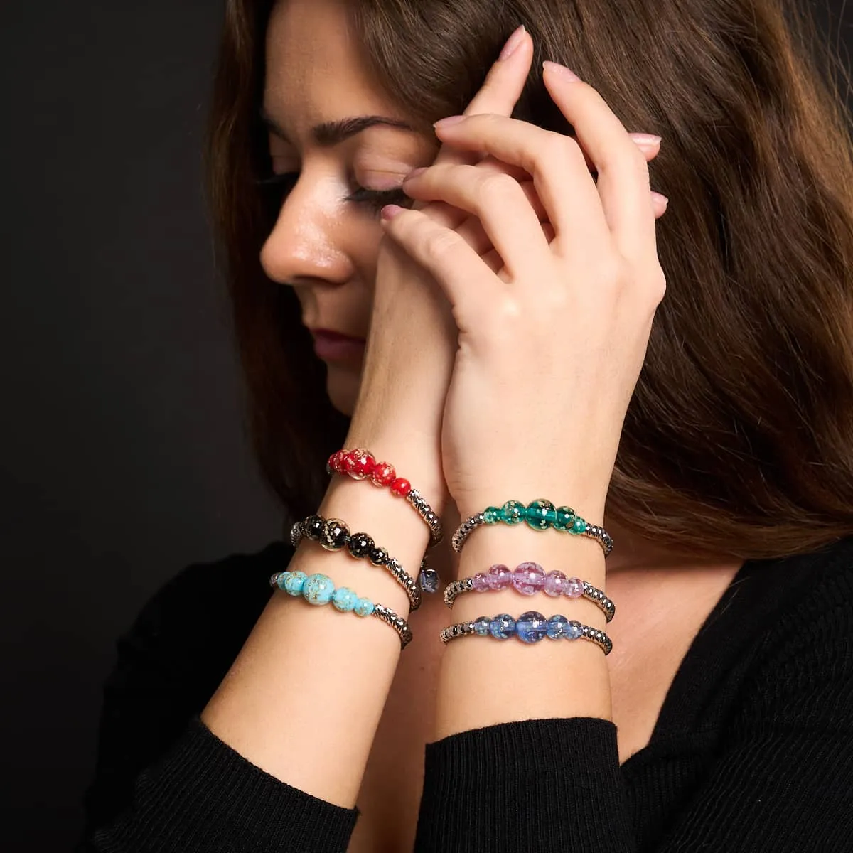 Teal | Silver | Firefly Glass Cascade Bracelet
