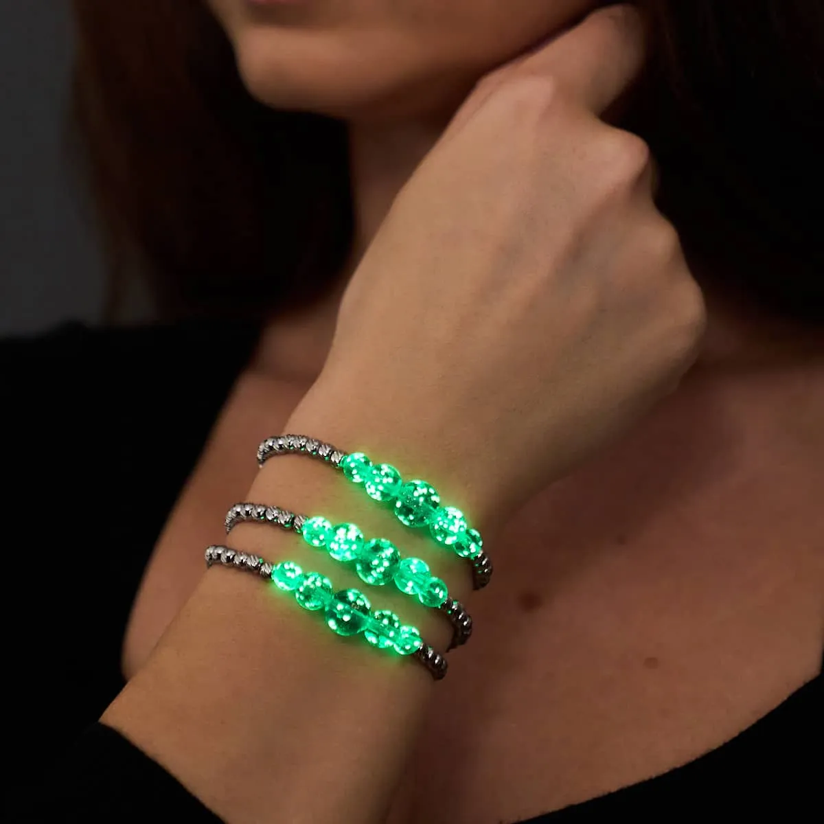 Teal | Silver | Firefly Glass Cascade Bracelet