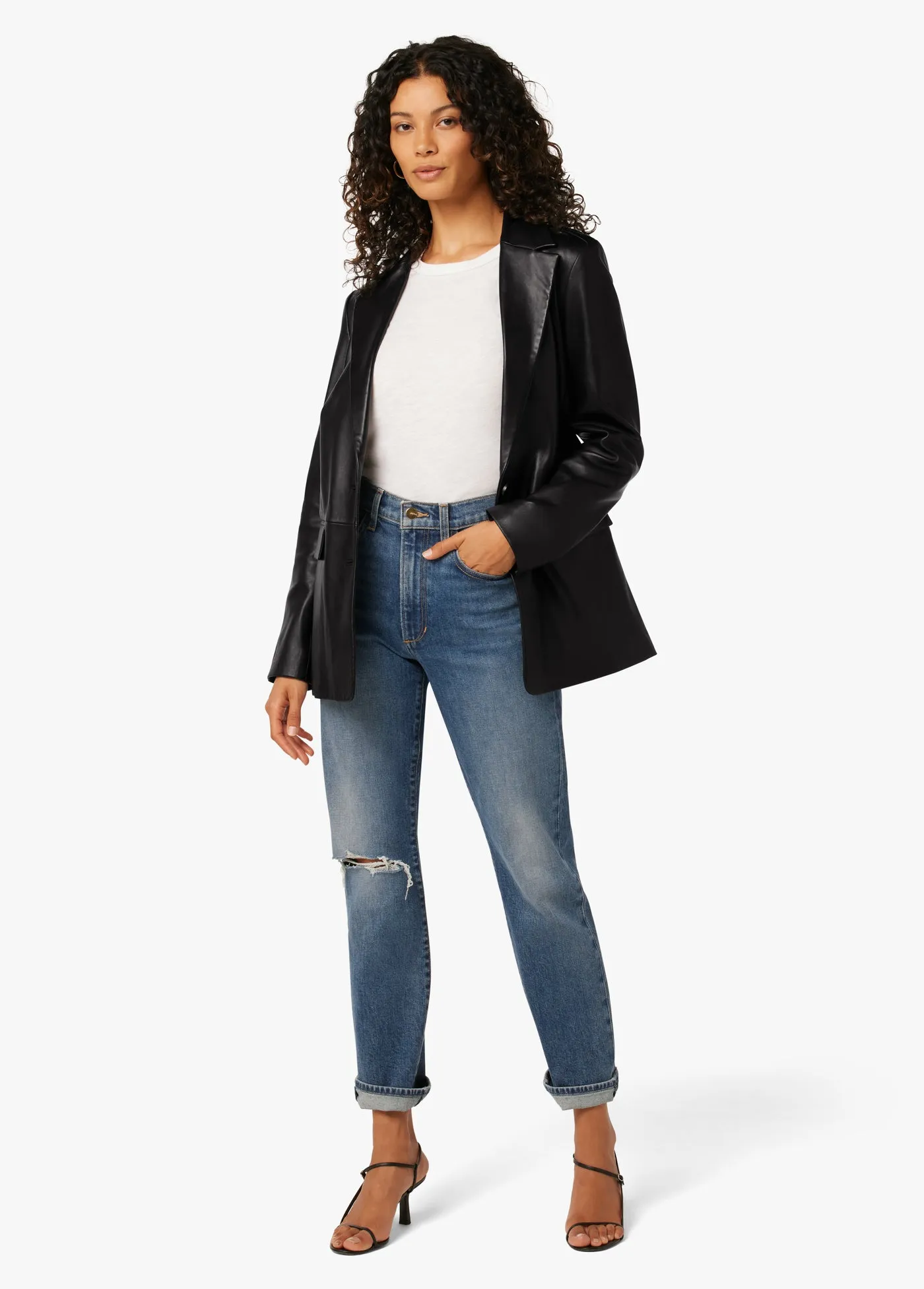 THE NINA BOYFRIEND LEATHER BLAZER