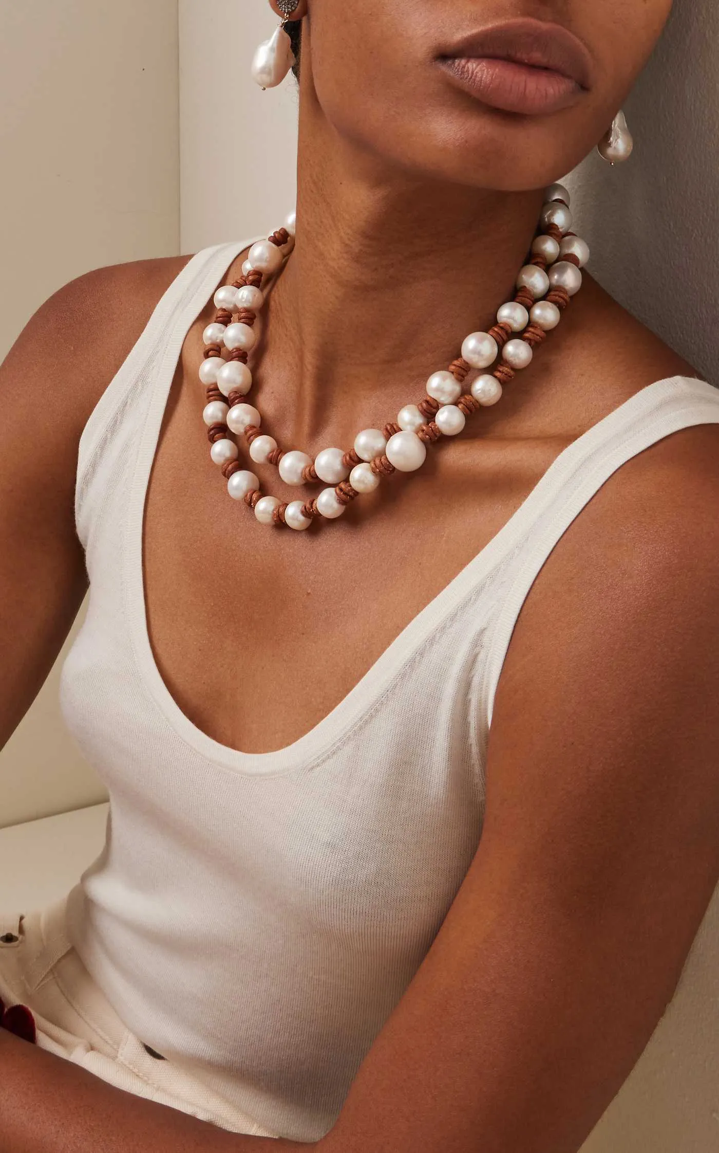 The Ruth Pearl and Leather Necklace