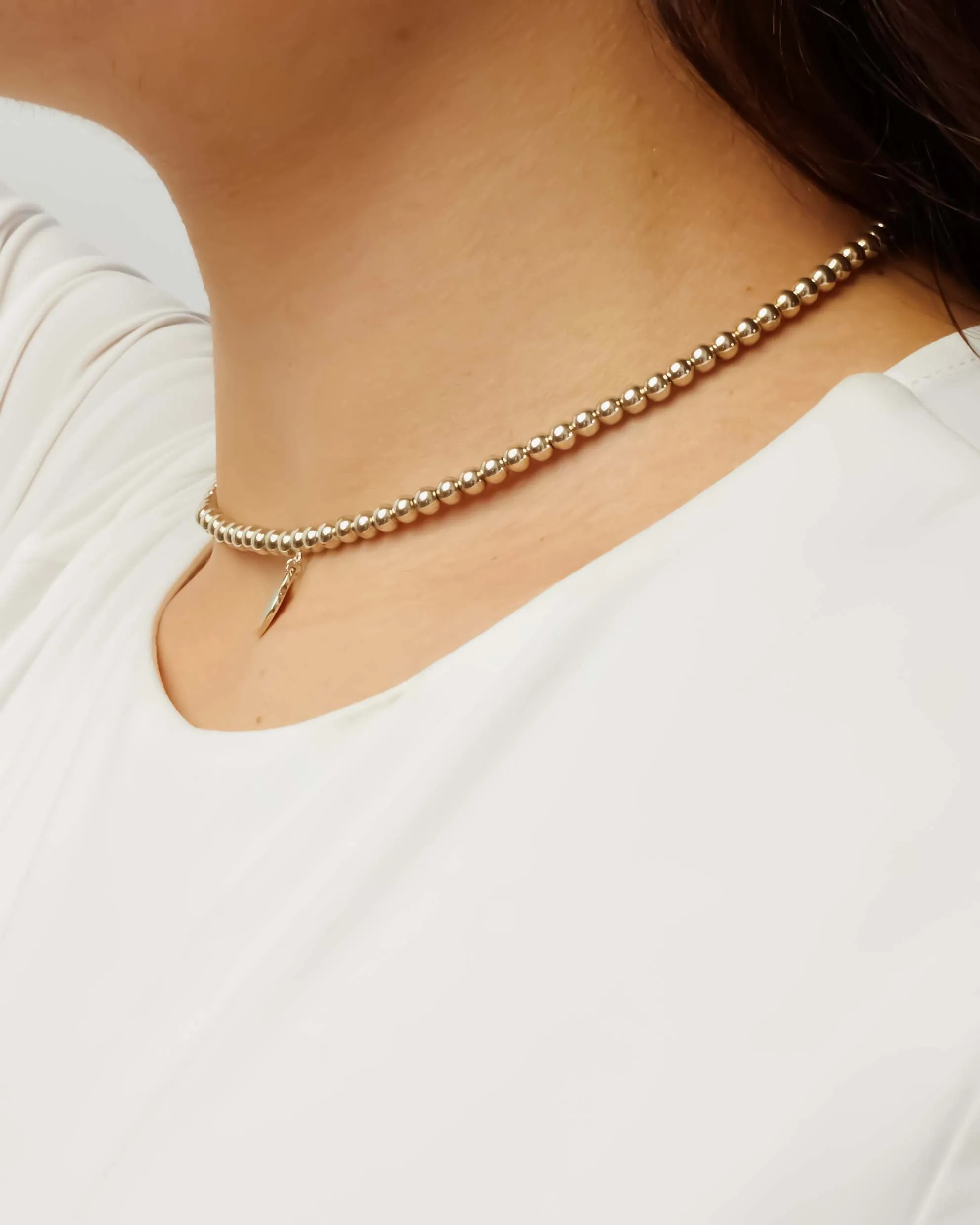 Tiffany & Co. Silver Bead Turquoise Heart Tag Necklace