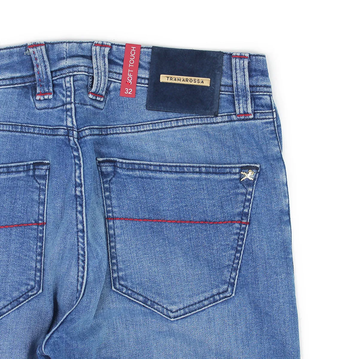 Tramarossa - Leonardo Slim 21E66 Red Stitch Jeans in Light Wash