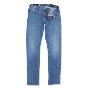 Tramarossa - Leonardo Slim 21E66 Red Stitch Jeans in Light Wash