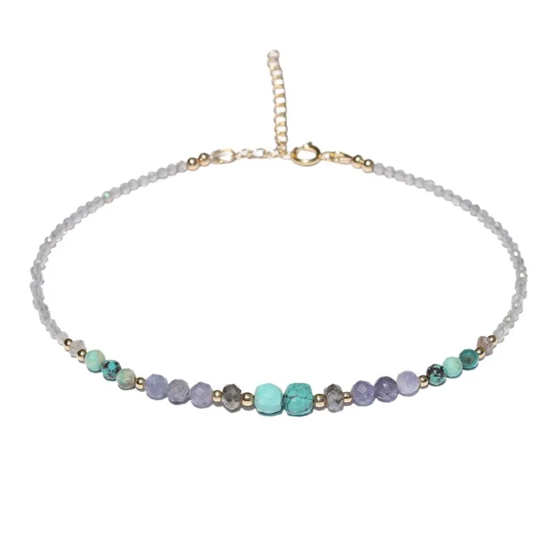 Turquoise & Tanzanite Luxury Anklet