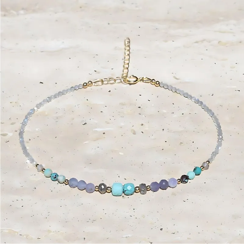 Turquoise & Tanzanite Luxury Anklet