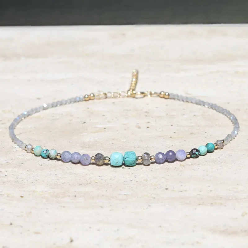 Turquoise & Tanzanite Luxury Anklet