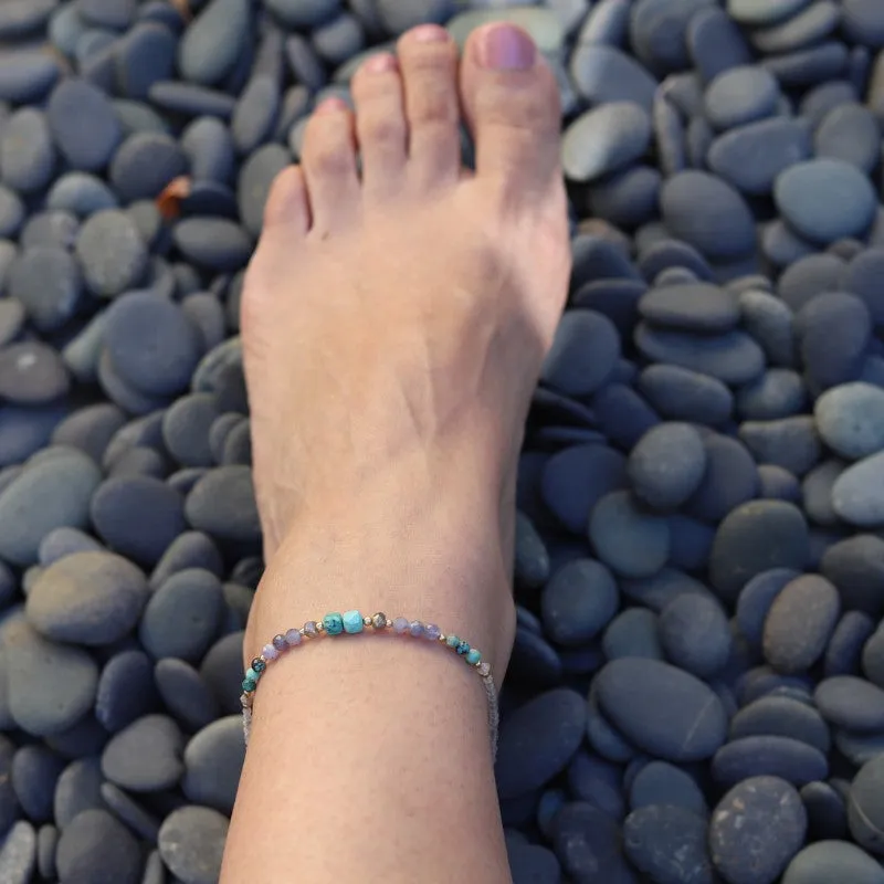 Turquoise & Tanzanite Luxury Anklet