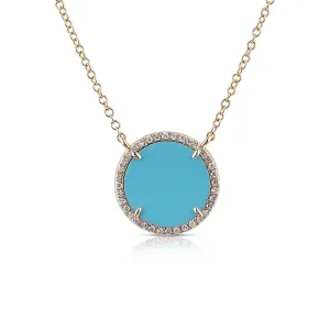TURQUOISE AND DIAMOND ROUND PENDANT