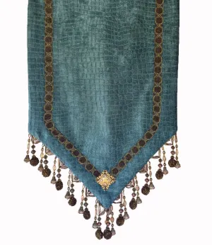 Turquoise Croc Chenille Designer Table Runner