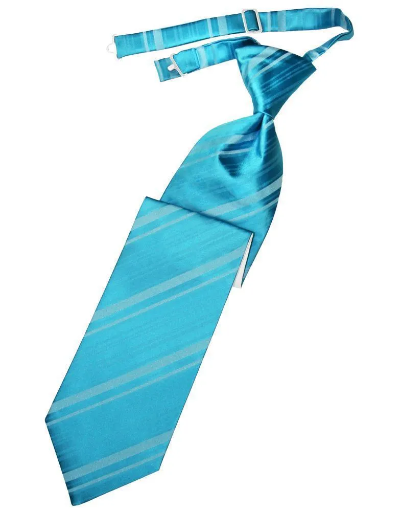 Turquoise Striped Satin Necktie