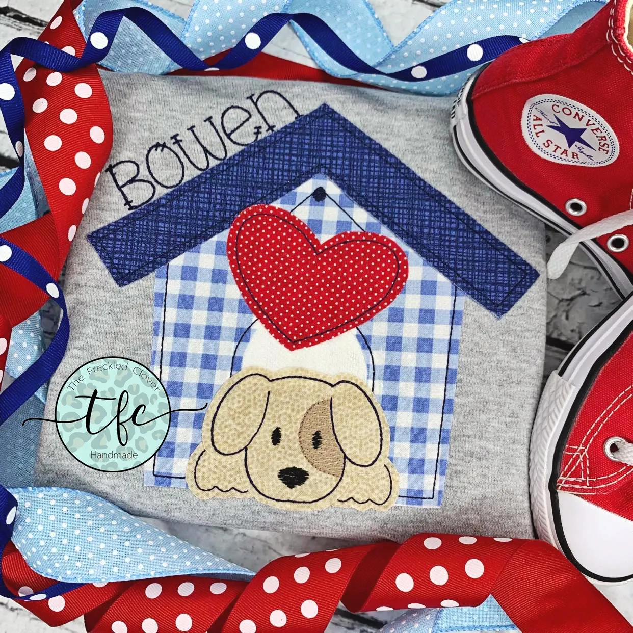 {Valentine Puppy in House} applique design