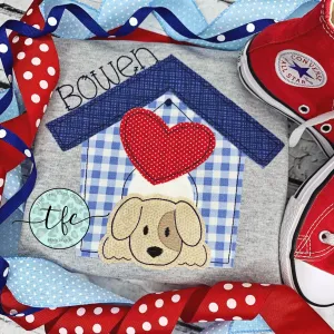 {Valentine Puppy in House} applique design