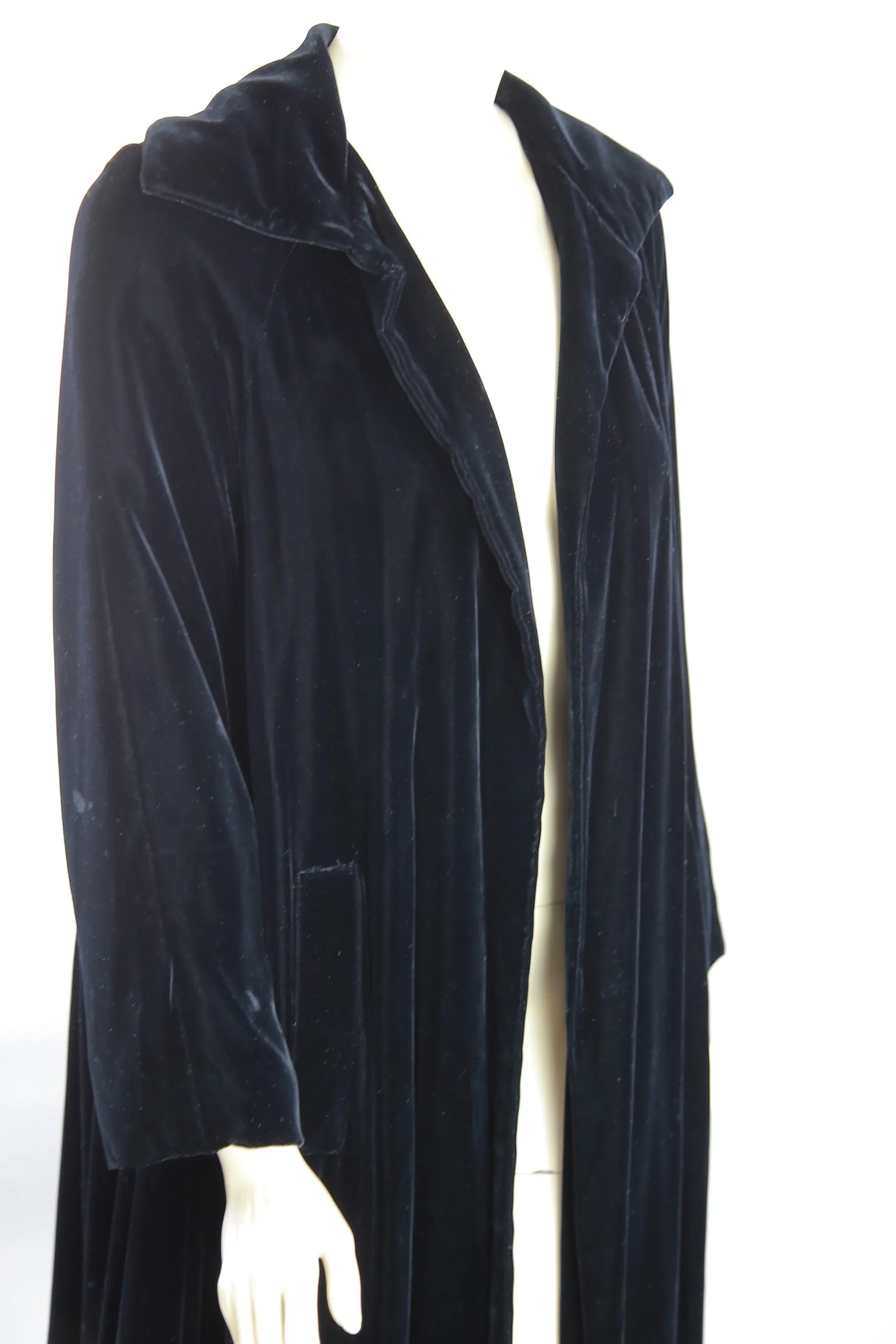 Vintage 50s black velvet opera coat evening cocktail party coat Candi Wrap coat