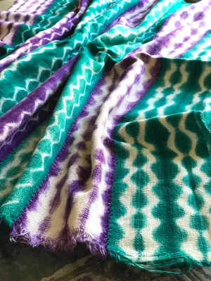 Vintage African Mudcloth | teal   purple Shibori tie dye