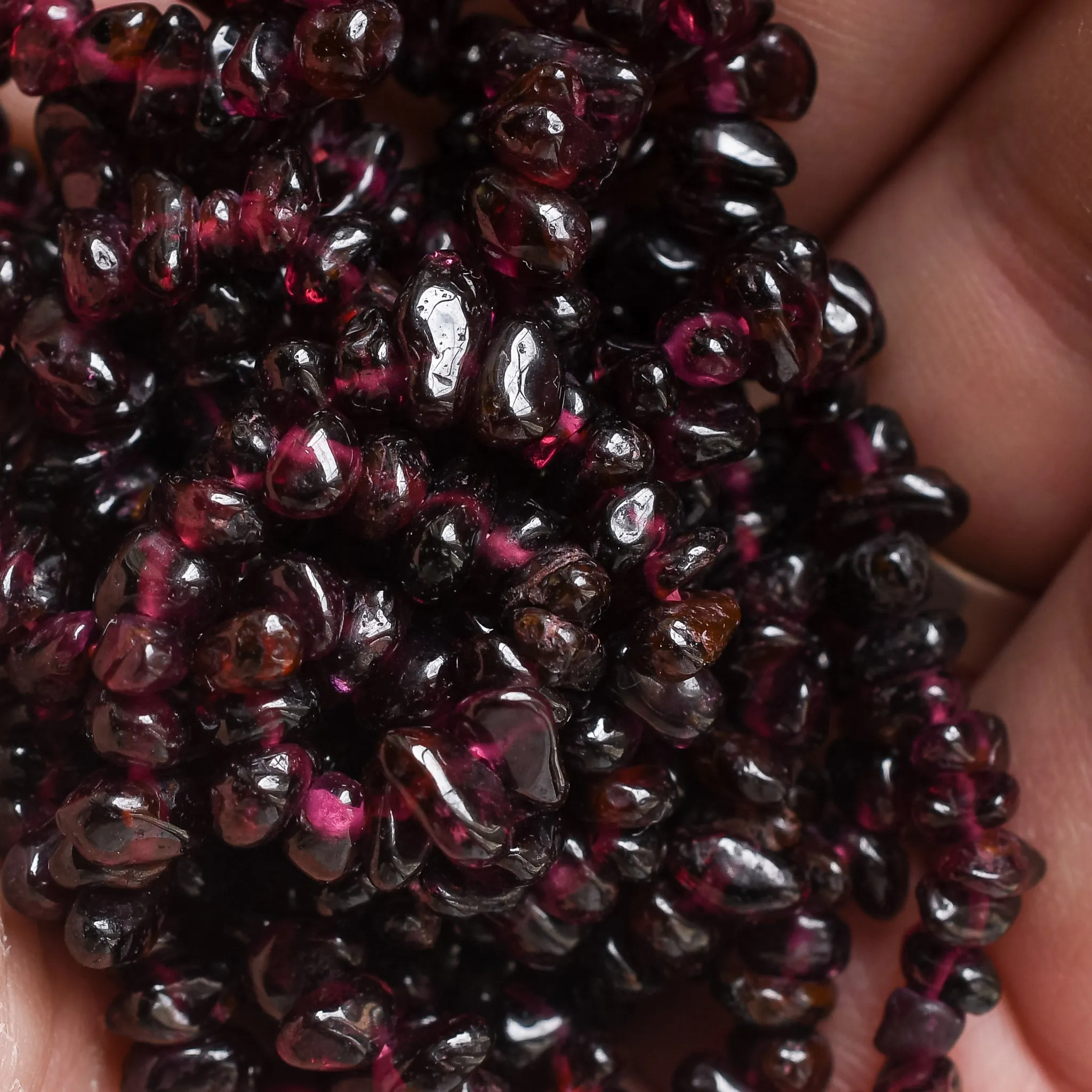 Vintage Almandine Garnet Bead Opera Necklace