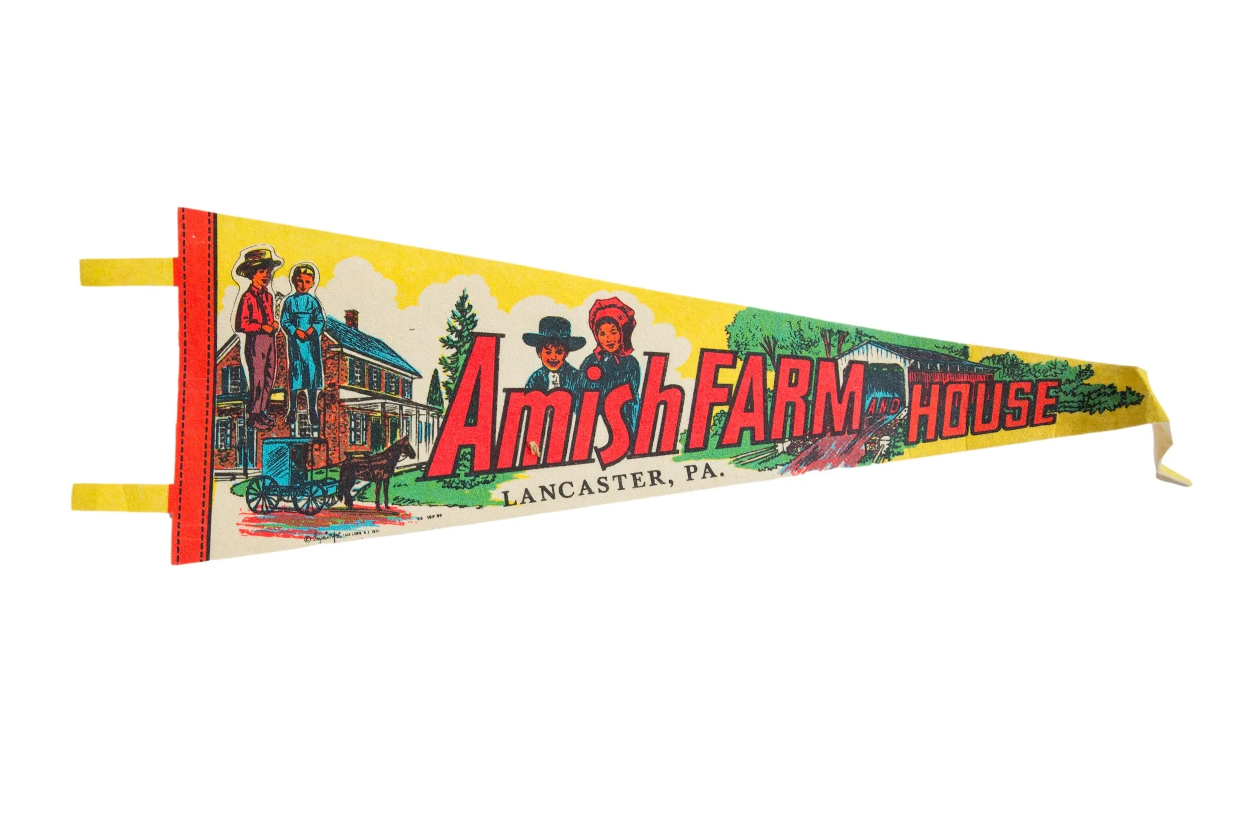 Vintage Amish Farm House Flag Pennant