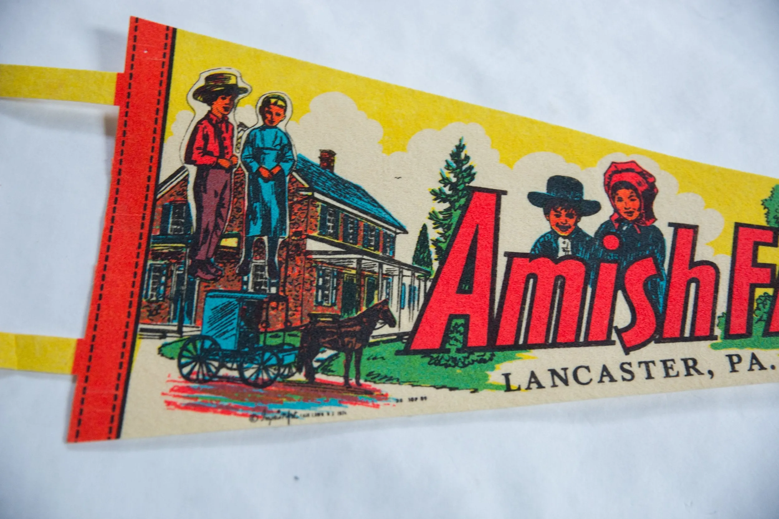 Vintage Amish Farm House Flag Pennant
