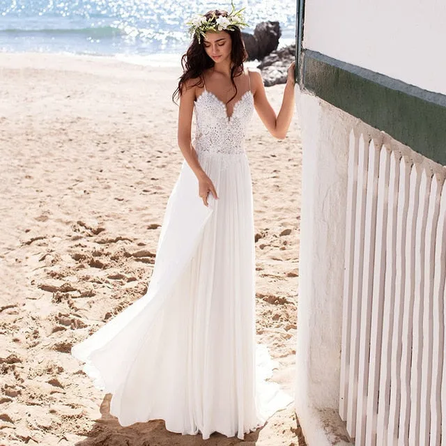 Vintage Appliques Bridal Dress Chiffon Wedding Gowns