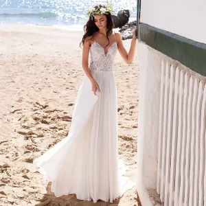 Vintage Appliques Bridal Dress Chiffon Wedding Gowns