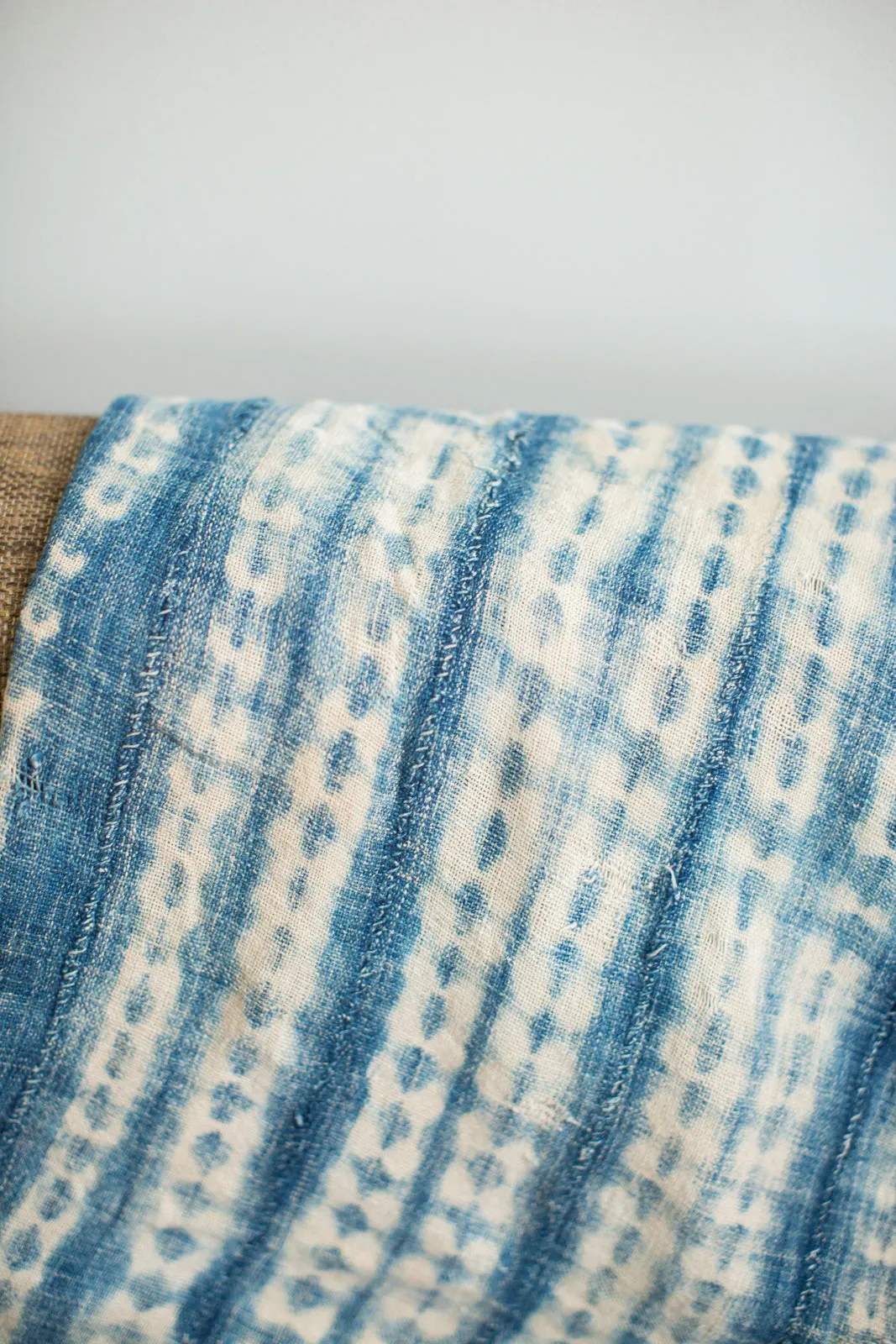 Vintage Batik Blue Throw