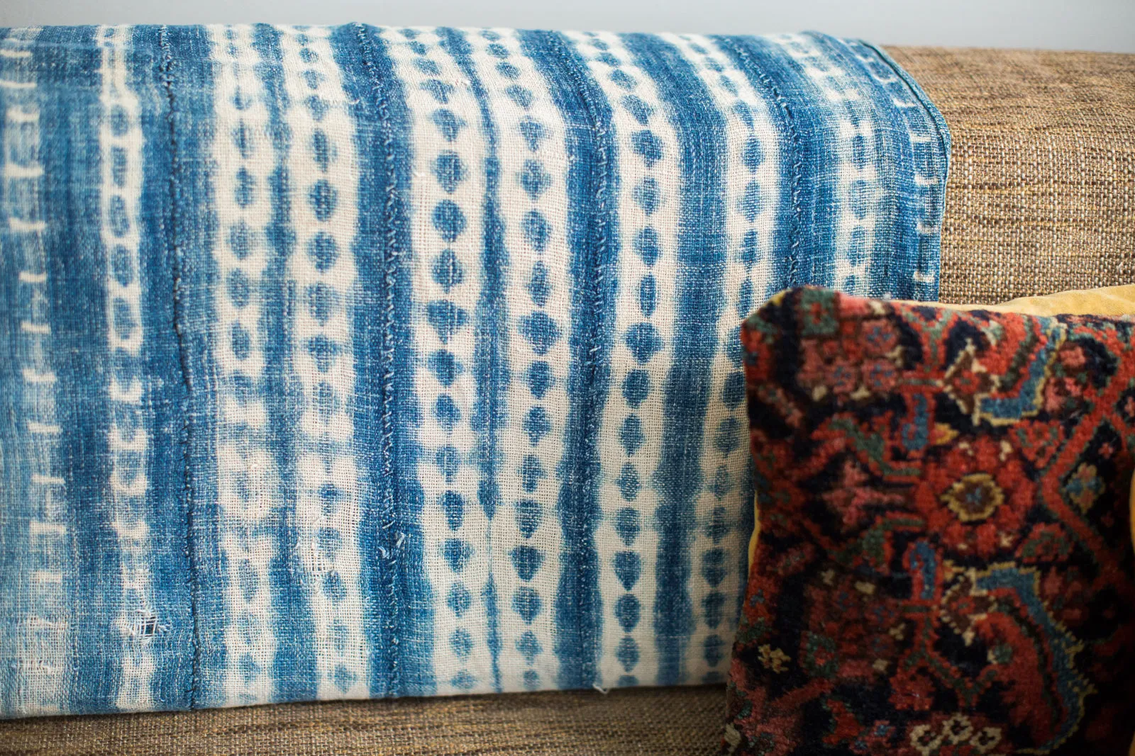 Vintage Batik Blue Throw
