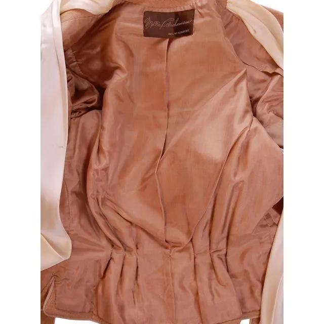 Vintage  Camel Wool Knit Suit 1950S 36-24-36 Ben Gershel By Robert Knox