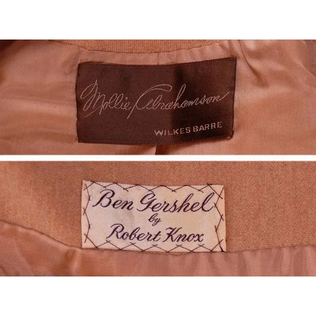 Vintage  Camel Wool Knit Suit 1950S 36-24-36 Ben Gershel By Robert Knox