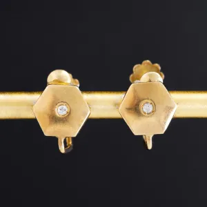 Vintage Diamond Hexagon Earrings by Cartier