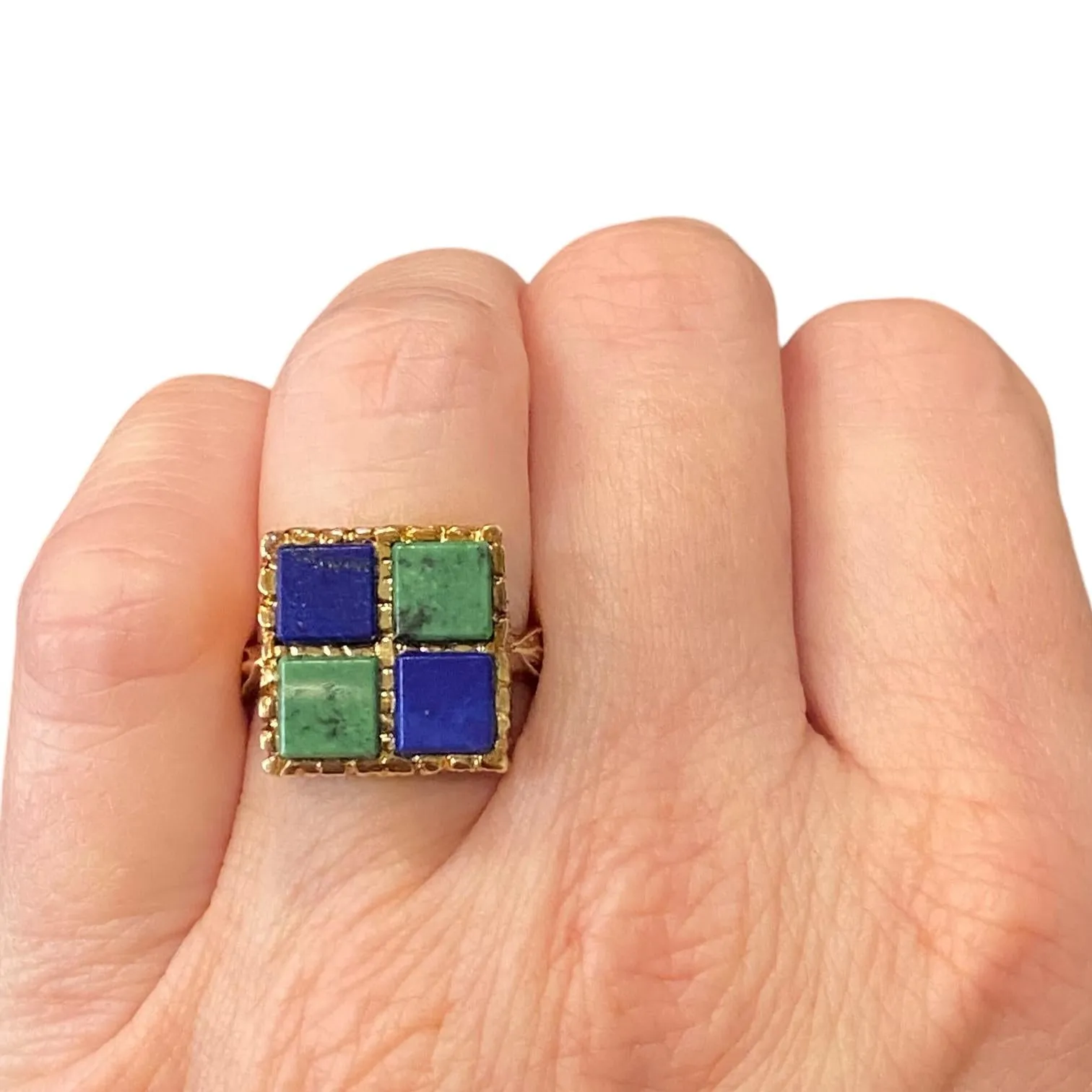 Vintage FF Felger 14K Lapis Lazuli & Turquoise Ring