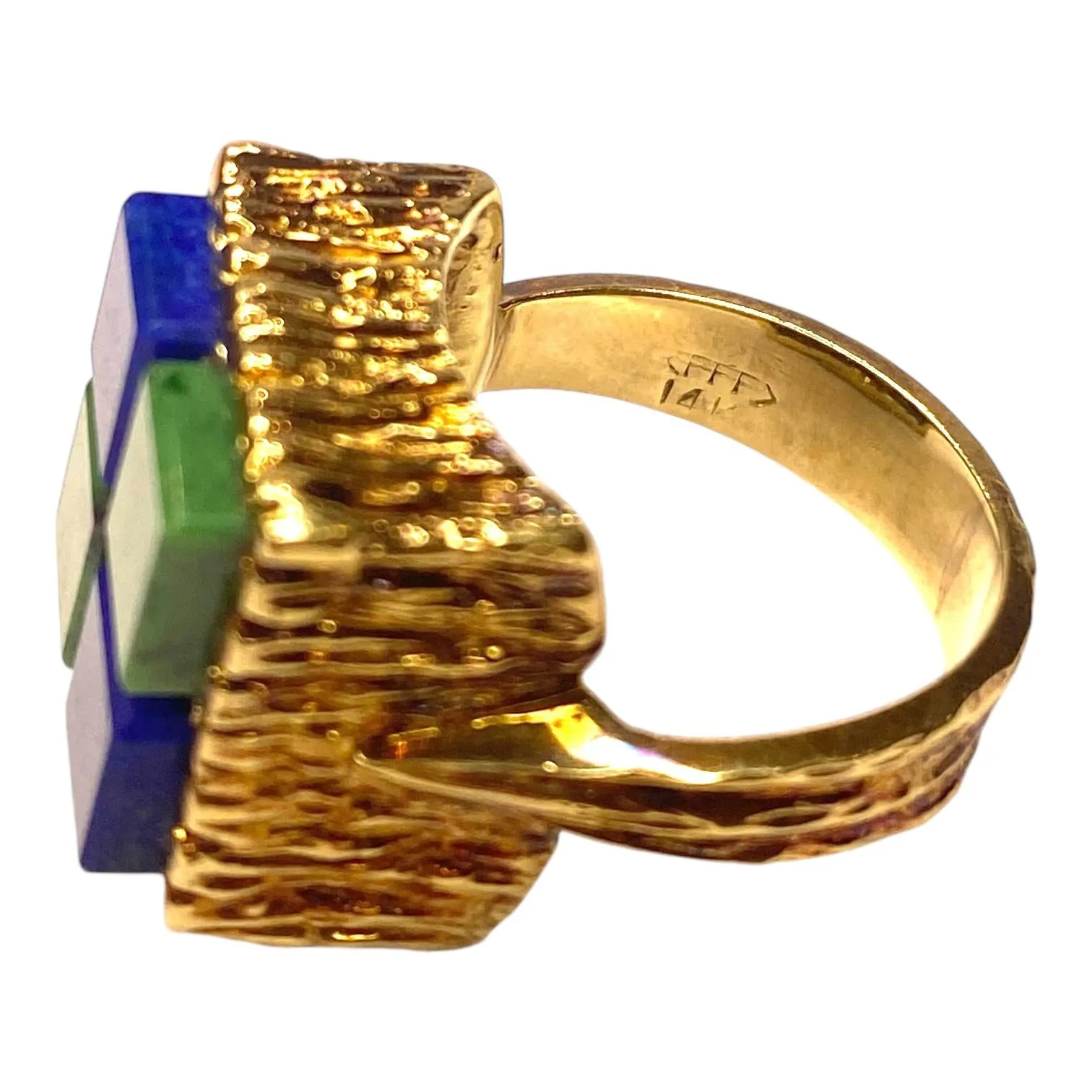 Vintage FF Felger 14K Lapis Lazuli & Turquoise Ring